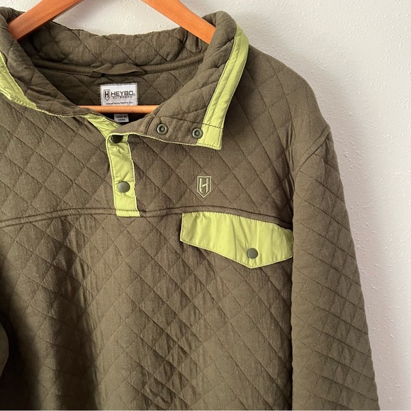 HEYBO Hermitage Quarter Snap Green Quilted Pullover Size Large - Picture 3 of 10